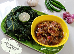 Foto resep Sambal Ijo Lalapan Daun Ketela & Pepaya