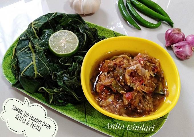 Sambal Ijo Lalapan Daun Ketela & Pepaya