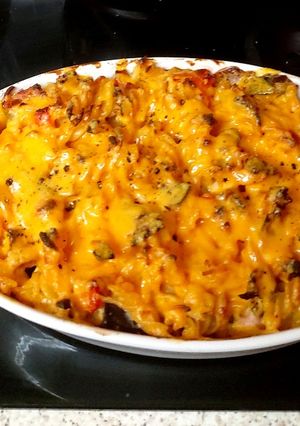 A picture of My Chilli Chicken & Bacon Pasta Bake with Melted Cheese ?💋.