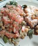 Garbanzos salteados con verduras