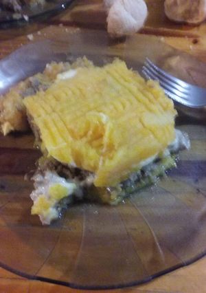 Una foto de Pastel de papa y calabaza 😊😋