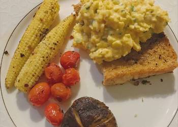 Without Fail Prepare Recipe Breakfast of the day scrambled eggs over toast Delicious Simple