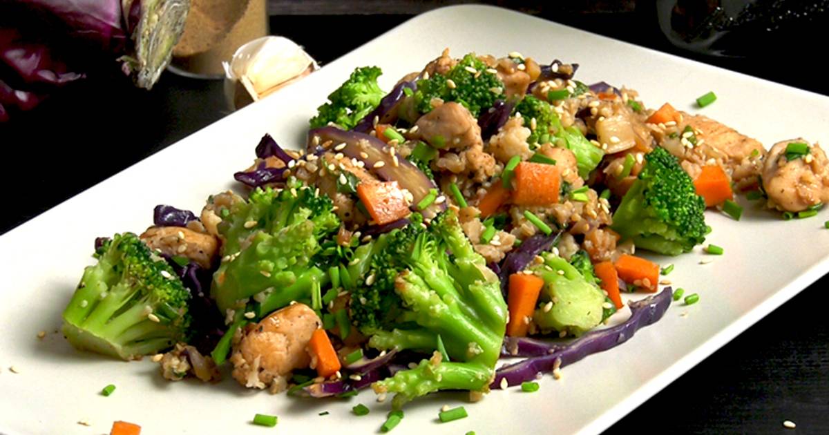 Рис с соусом терияки и курицей и овощами рецепт с фото