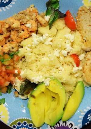 Foto resep Couscous salad with garlic prawn