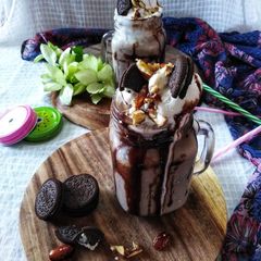 A picture of Choco lassi cheesecake smoothie.