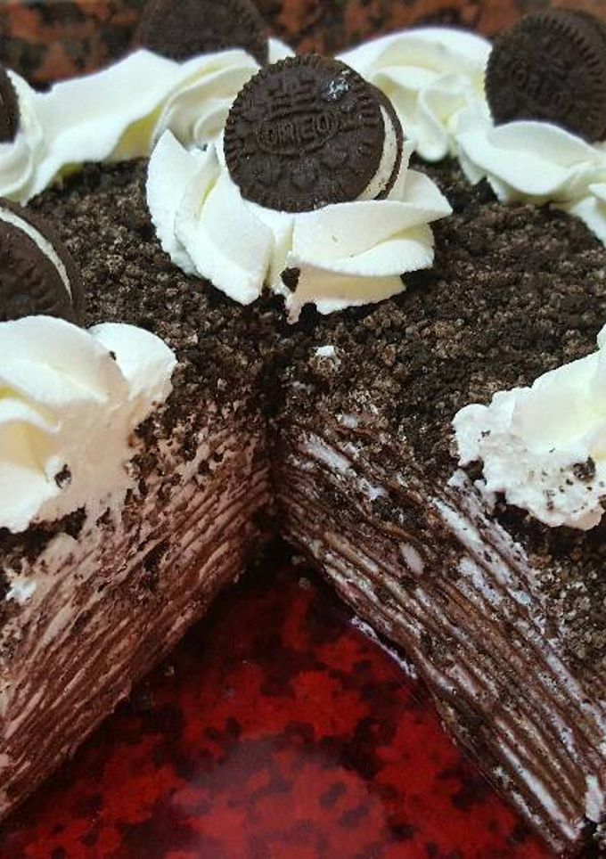 Una foto de Tarta de Crepes de Oreo