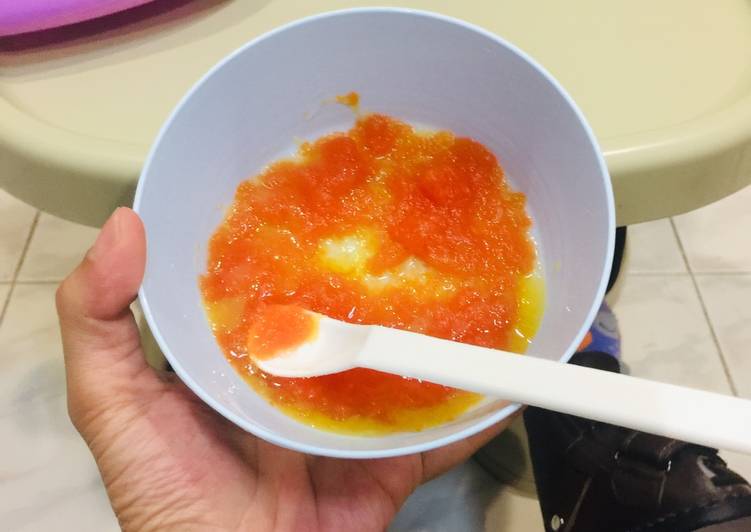 Puree Pepaya Jeruk (Snack MPASI 7 Bulan)