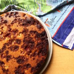 A picture of Rhubarb, Ginger and Almond Upside-Down Cake.