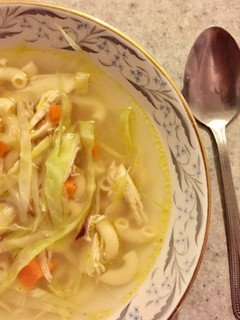A picture of Chicken Sopas (Filipino chicken soup).