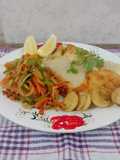 Pacu grillé con vegetales braseados
