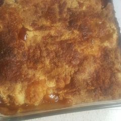 A picture of Dump cake peach cobbler.