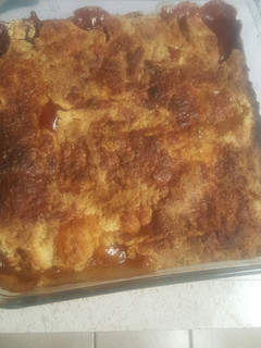 A picture of Dump cake peach cobbler.