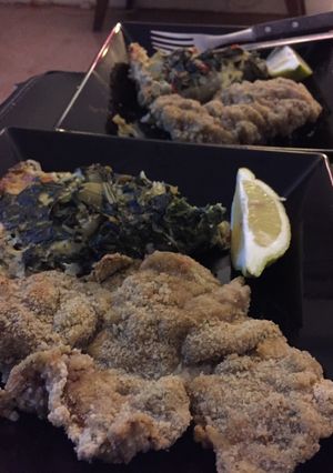 Una foto de Tarta de acelga con milanesas