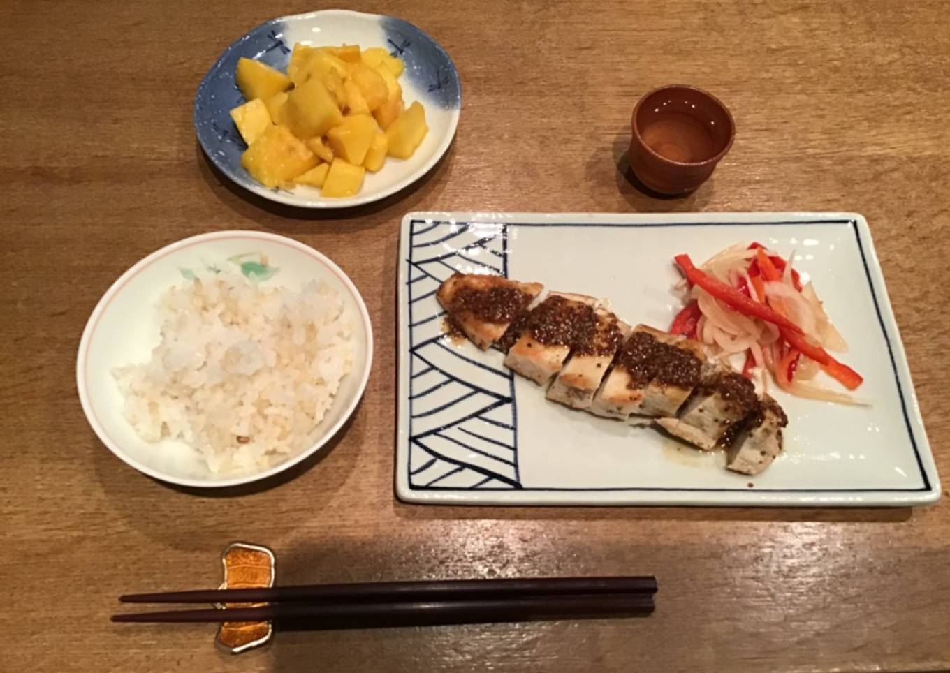Chicken breast with mustard-soy sauce and lightly marinated vegetable in Japanese style #MysteryBag1