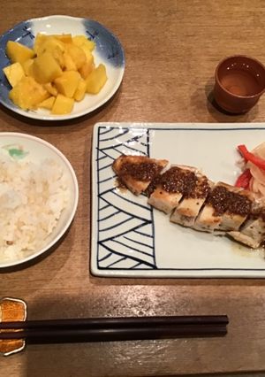 A picture of Chicken breast with mustard-soy sauce and lightly marinated vegetable in Japanese style #MysteryBag1.