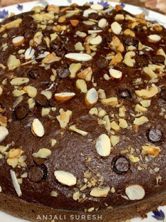 A picture of Eggless Chocolate Banana cake.