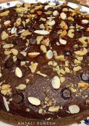 A picture of Eggless Chocolate Banana cake.