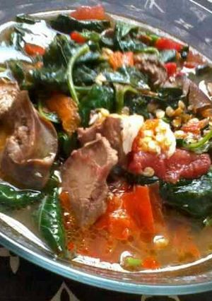 Foto resep Menu Bumil : Tumis Bayam Hati Ayam
