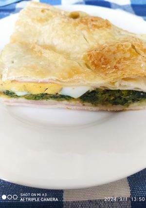 Una foto de Torta de verduras y jamón y queso