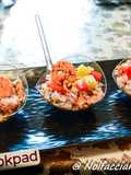 Finger Food - Insalata di Cereali con peperoni marinati, ananas e gamberi saltati