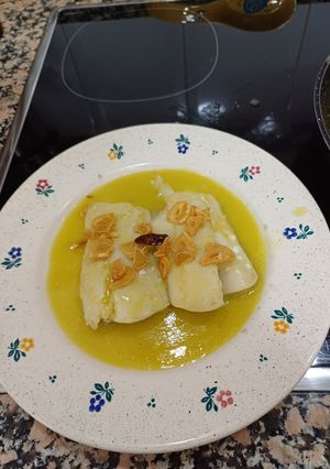 Una foto de Bacalao al pil-pil