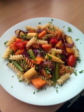 Recipe Vickys Roasted Vegetable Pasta, GF DF EF SF NF the So Delicious So Delicious