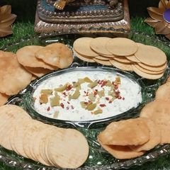 A picture of Hung Curd Dip Snacks Platter.