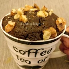 A picture of Chocolate walnut Mug Cake in Microwave.