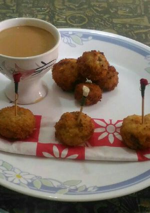 A picture of Stuffed mushroom snacks #monsoon.