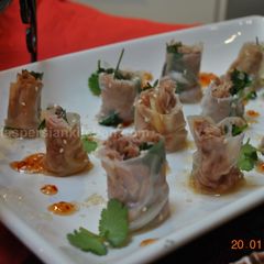 A picture of Tuna Rice paper wraps.