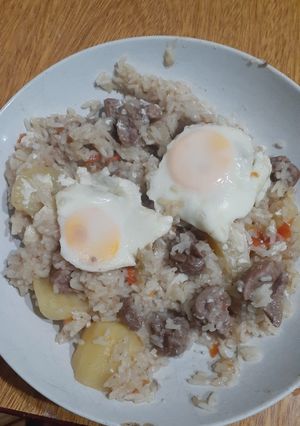 Una foto de Riñón con verdura y arroz!