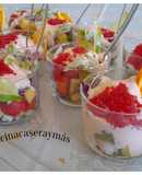 Ensalada de fruta y gambas