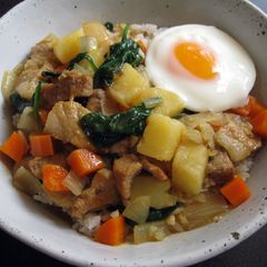 A picture of Curry Flavoured Pork Soup on Rice.