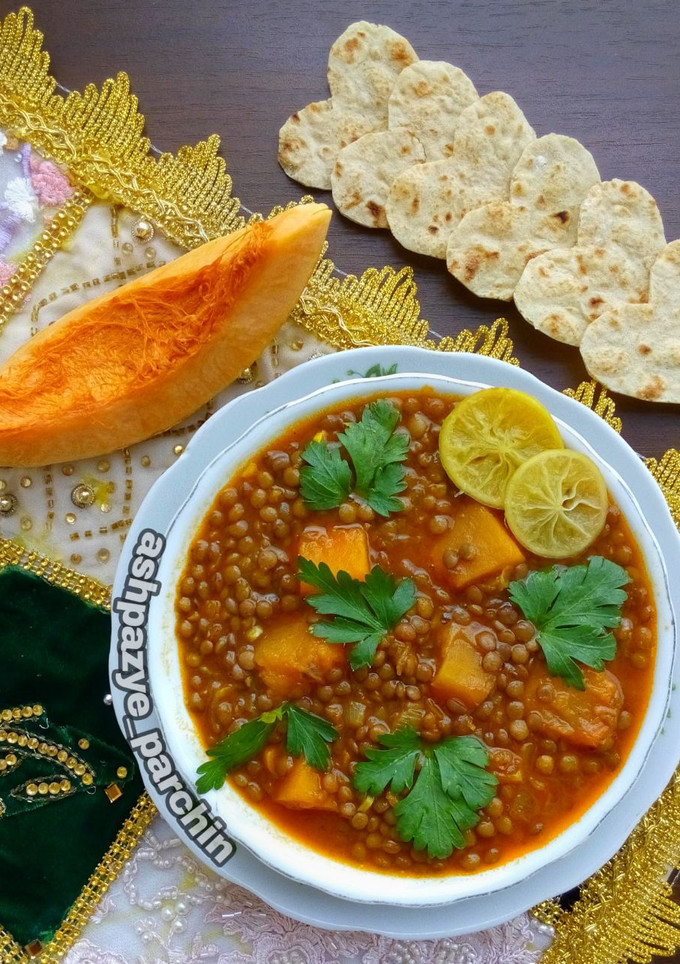 عکسی از دستور قلیه کدوحلوایی و عدس 🌸