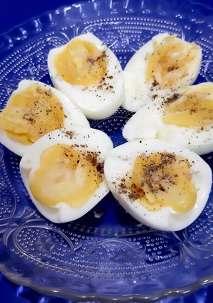 A picture of Healthy half boil egg.