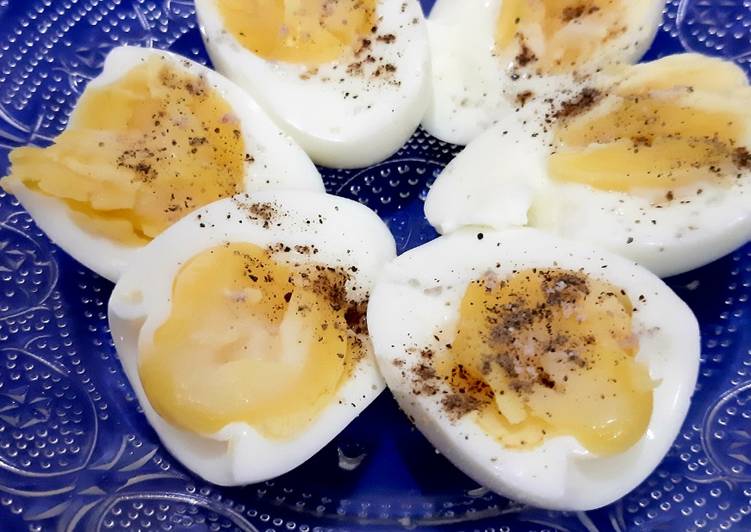 Healthy half boil egg