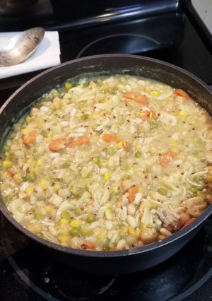A picture of Hearty Homemade Chicken Noodle Soup.