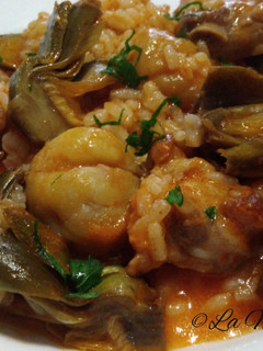 Una foto de Arroz con castañas y alcachofas