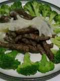 Brokoli daging sapi saos putih