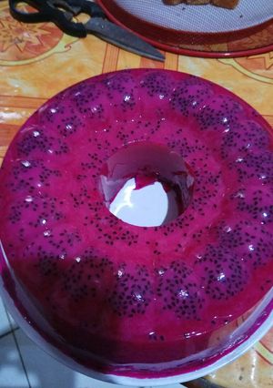 Foto resep Puding susu buah naga