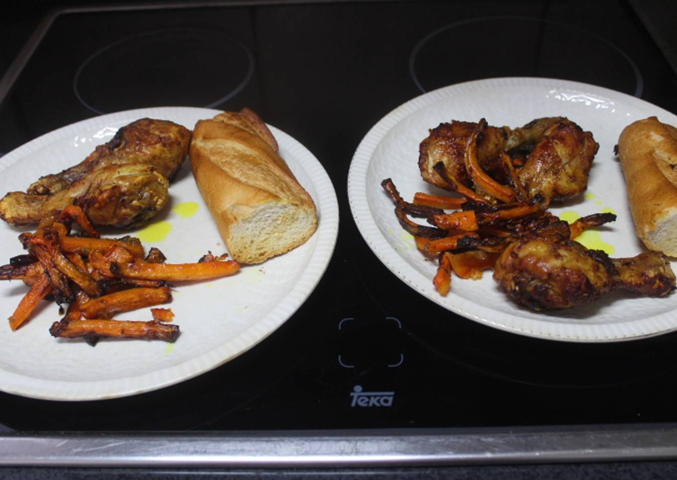 Jamoncitos y zanahorias al ajillo en freidora de aire