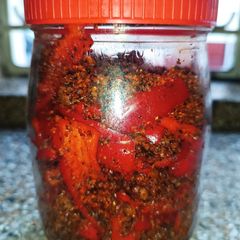 A picture of Fresh Red Bullet chilli pickle.