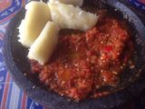 Singkong rebus Sambel mentah