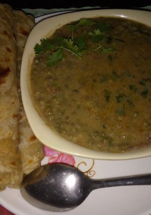A picture of Greengrams in coconut milk#theme challenge.