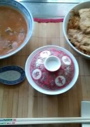 A picture of Japanese poach smoke haddock fillets in sho chiku Bai sake.
