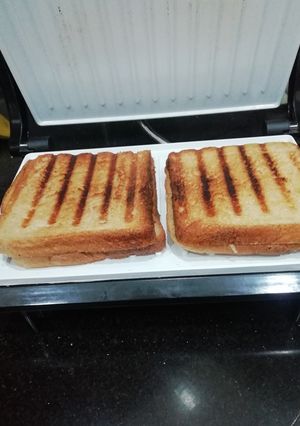 A picture of Potato bhurji stuffed grilled Sandwich.