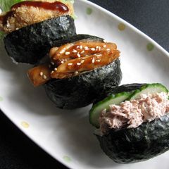 A picture of Nori-Wrapped Rice Ball Sandwich.