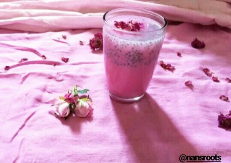 Rose milk with sabja seeds