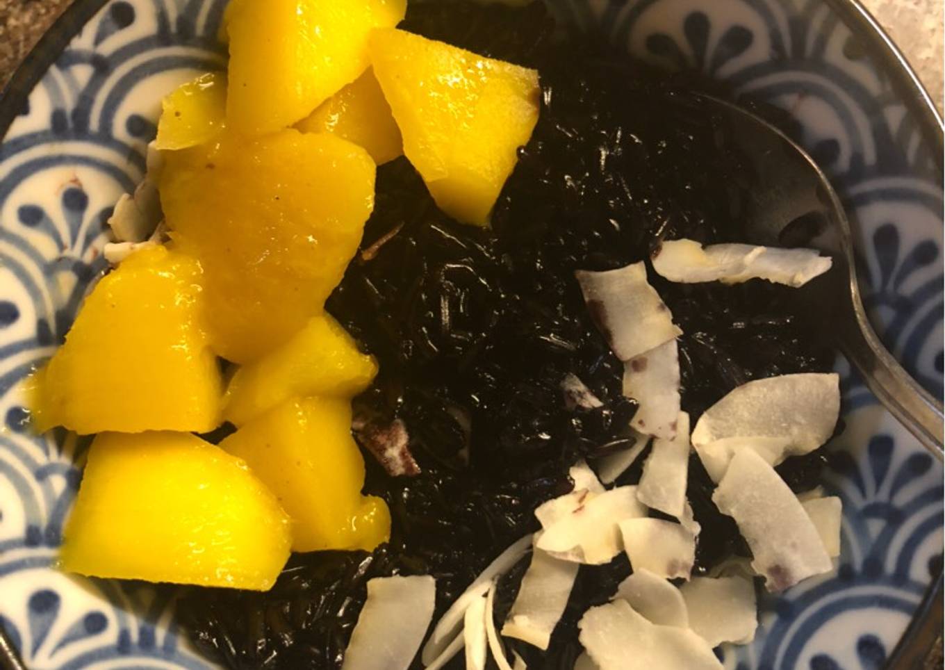 Indonesian-style Coconut Black Rice Pudding with Mango - vegan