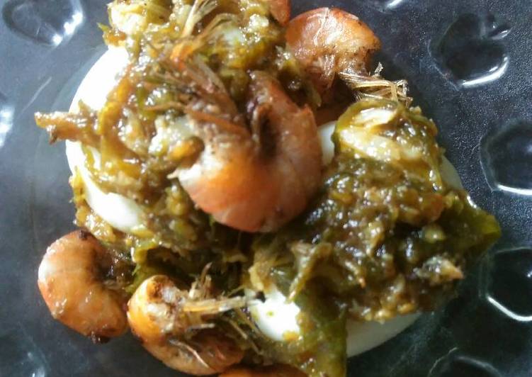 Resep Telur rebus + udang cabe ijo Anti Gagal